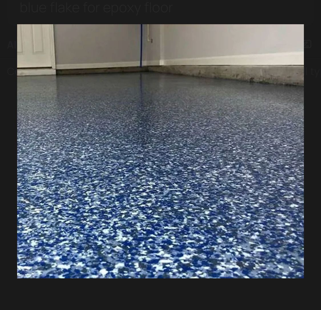 Gray flake epoxy garage floor — wide view