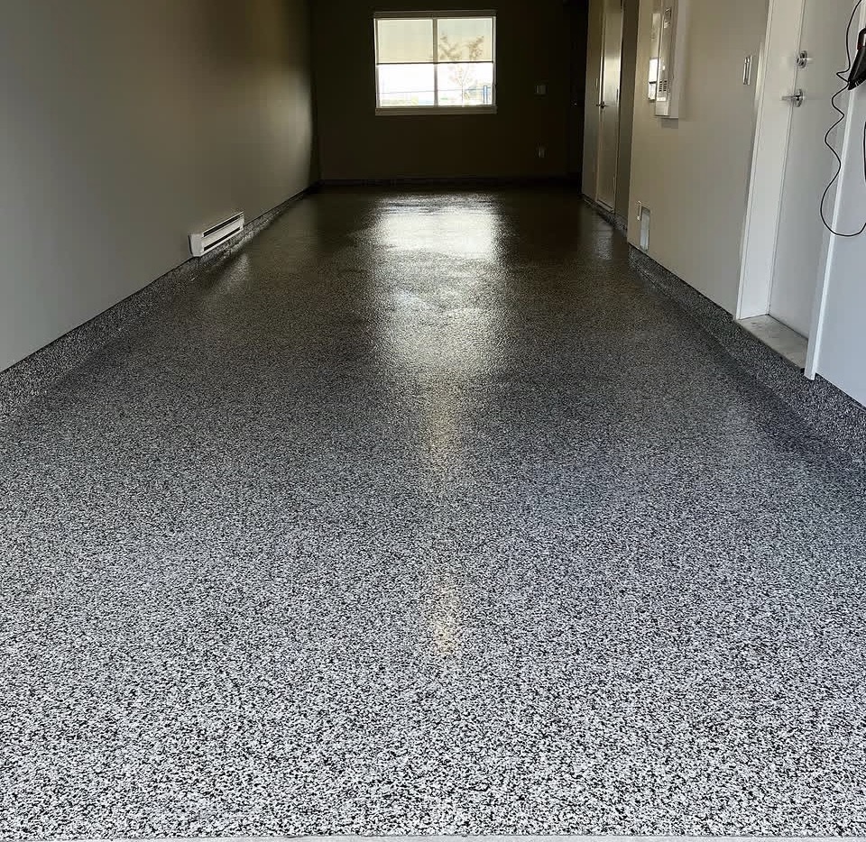 Blue flake epoxy floor